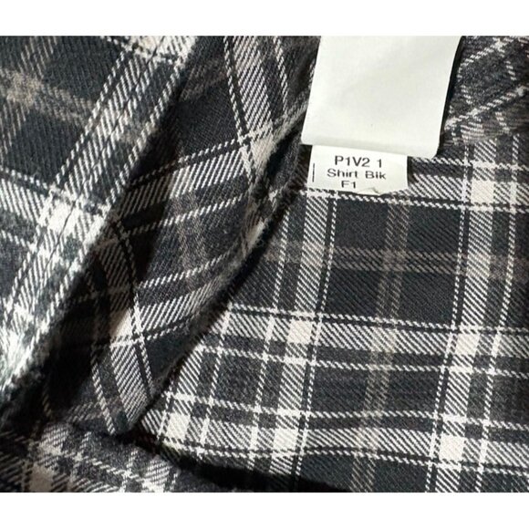 Zara Boys Plaid Long Sleeve Shirt Size 11/12 152cm Black /White Crew Neck Button - Picture 4 of 7
